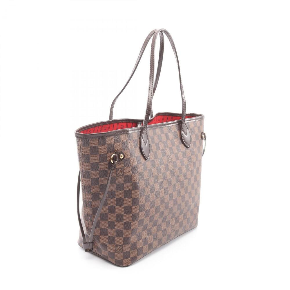 Louis Vuitton Neverfull Tote Bag Canvas Leather Damier Brown